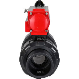 Кран шаровой BV4242E-FP-GRM-ISO Дн32 Ру10 полнопроходной, корпус - НПВХ, шар - НПВХ, уплотнение - EPDM, с пневмоприводом PA-SA-052 с возвратными пружинами