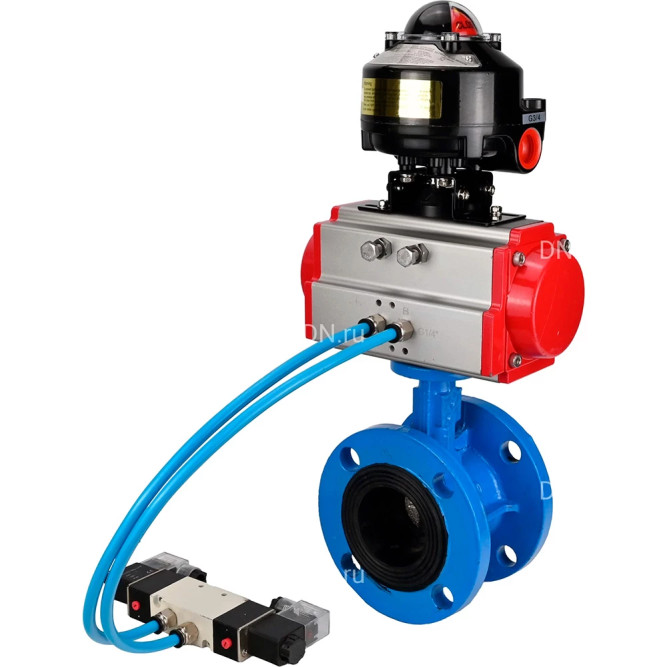 Затвор дисковый поворотный WBV1313E-2W-F-H Ду150 Ру16, корпус - чугун GGG40, диск - чугун GGG40, уплотнение - EPDM, с пневмоприводом PA-DA-130, пневмораспределителем 4M320-10 AC220V и БКВ APL-510N EX в Перми