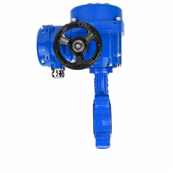 Затвор дисковый поворотный WBV1631E-2W-Fb-H Ду125 Ру16 LUG межфланцевый, корпус - чугун QT450, диск - нержавеющая сталь AISI 304, уплотнение - EPDM, с электроприводом QT-N-015M-O2-220VAC-У1 с моментной муфтой и штурвалом в Перми