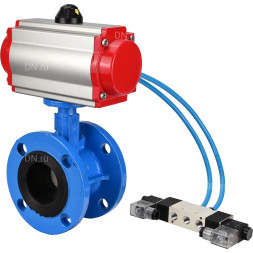Затвор дисковый поворотный WBV1313E-2W-F-H Ду65 Ру16 фланцевый, корпус - чугун GGG40, диск - чугун GGG40, уплотнение - EPDM, с пневмоприводом PA-DA-105 и пневмораспределителем 4V320-10 AC220V