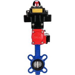 Затвор дисковый поворотный WBV1432N-2W-Fb-H Ду300 Ру16, корпус - чугун GGG50, диск - нержавеющая сталь 316L, уплотнение - NBR, с пневмоприводом PA-SA-210 с возвратными пружинами, пневмораспределителем 4M310-08 DC24V, БКВ APL-410N EX