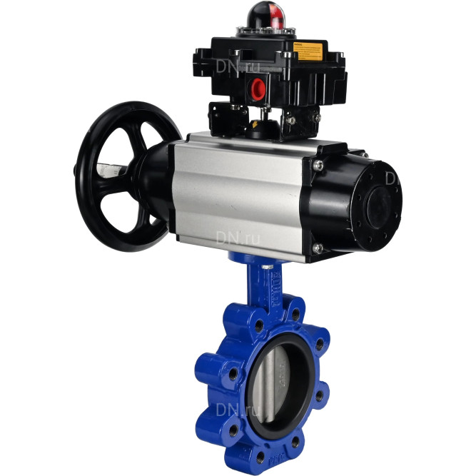 Затвор дисковый поворотный WBV1631E-2W-Fb-H Ду125 Ру16 LUG корпус - чугун QT450, диск - нержавеющая сталь 304, уплотнение - EPDM, с пневмоприводом PA-DA-105-1 и БКВ APL-410N EX в Перми