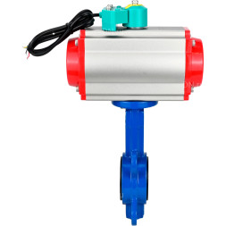 Затвор дисковый поворотный WBV1413E-2W-Fb-H Ду150 Ру16 корпус - чугун GGG50, диск - чугун GGG40, уплотнение - EPDM, с пневмоприводом PA-DA-105, пневмораспределителем 4M310-08 AC220V и магнитным переключателем ALS200D