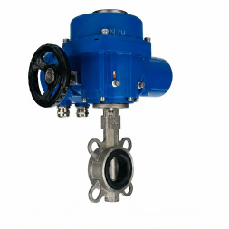 Затвор дисковый поворотный WBV3232V-2W-Fb-H Ду200 Ру16, корпус - нержавеющая сталь 316L, диск - нержавеющая сталь 316L, уплотнение - VITON, с электроприводом QT-N-030M-O2-220VAC-У1