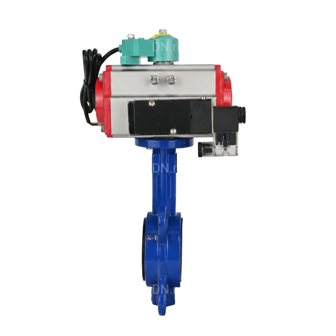 Затвор дисковый поворотный WBV1132N-2W-Fb-H Ду80 Ру16 корпус - чугун GG25, диск - нержавеющая сталь 316L, уплотнение - NBR, с пневмоприводом PA-SA-105, пневмораспределителем 4M310-08 DC24V и магнитным переключателем ALS200D в Перми