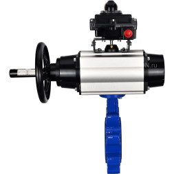 Затвор дисковый поворотный WBV1631E-2W-Fb-H Ду150 Ру16 LUG корпус - чугун QT450, диск - нержавеющая сталь 304, уплотнение - EPDM, с пневмоприводом PA-DA-105-1, пневмораспределителем 4M310-08 DC24V и БКВ APL-410N EX