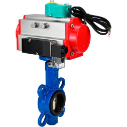 Затвор дисковый поворотный WBV1413E-2W-Fb-H Ду40 Ру16 корпус - чугун GGG50, диск - чугун GGG40, уплотнение - EPDM, 9х9, F05, с пневмоприводом PA-DA-052, пневмораспределителем 4M310-08 AC220V и магнитным переключателем ALS200D