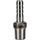 Штуцер елочка BF31-T-1/4-8 1/4″х8мм Ду8 Ру16 шланговый, корпус - нержавеющая сталь AISI 304 (CF8), присоединение - наружная резьба/штуцер