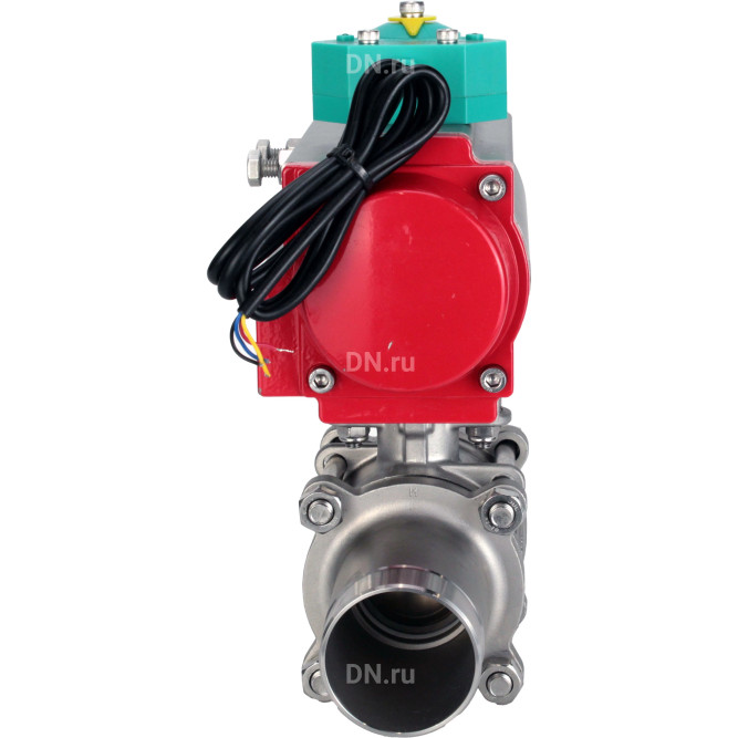 Кран шаровой BV3131P(3pc)-FP-W-ISO-H LONG Ду15 Ру63 полнопроходной, корпус - нержавеющая сталь 304, уплотнение - PTFE, под приварку, с пневмоприводом PA-DA-052 и магнитным переключателем ALS200D в Перми