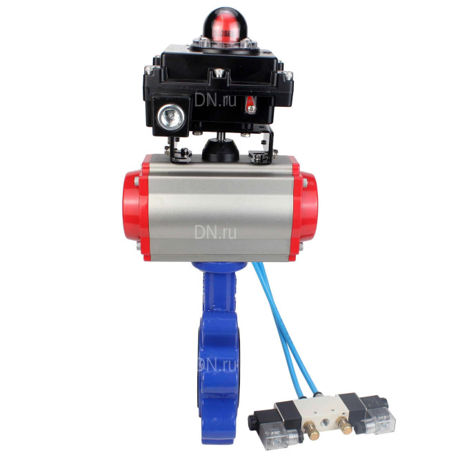 Затвор дисковый поворотный WBV1616E-2W-Fb-H Ду125 Ру16 LUG корпус - чугун QT450, диск - чугун QT450, уплотнение - EPDM, с пневмоприводом PA-SA-140, пневмораспределителем 4V320-08 AC220V и БКВ APL-410N EX в Перми