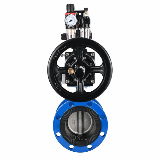 Затвор дисковый поворотный WBV1331E-2W-F-H Ду50 Ру16 фланцевый, корпус - чугун GGG40, диск - нержавеющая сталь 304, уплотнение - EPDM, с пневмоприводом PA-DA-105-1, 4M310-08 AC220V, APL-210N и AFC2000 в Перми