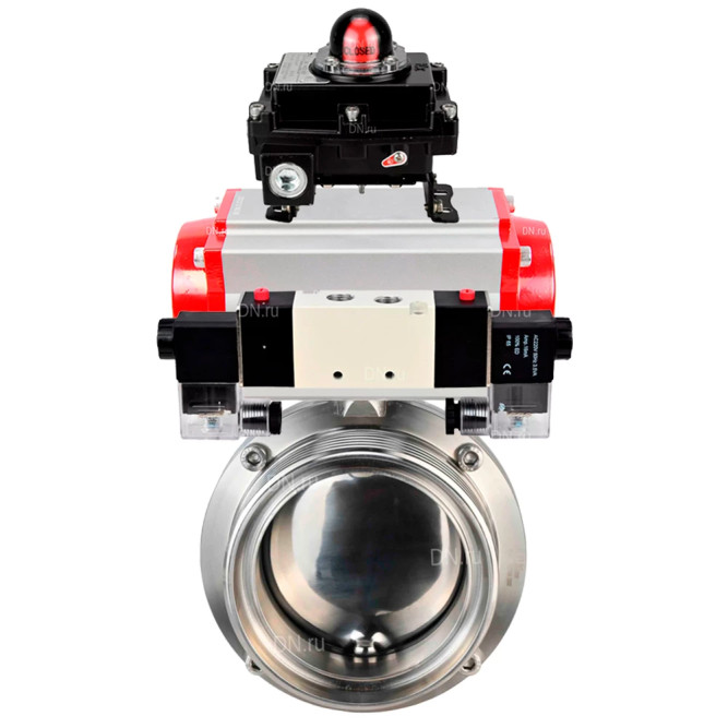 Затвор дисковый поворотный WBV3131S-2W-T-H Ду20 Ру10 резьбовой, пищевая нержавеющая сталь 304, уплотнение – Silicon, с пневмоприводом PA-DA-052, пневмораспределителем 4V320-08 AC220V и БКВ APL-410N EX в Перми