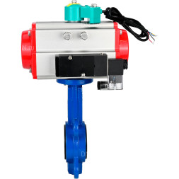 Затвор дисковый поворотный WBV1413E-2W-Fb-H Ду65 Ру16 корпус - чугун GGG50, диск - чугун GGG40, уплотнение - EPDM, с пневмоприводом PA-DA-065, пневмораспределителем 4M310-08 AC220V и магнитным переключателем ALS200D