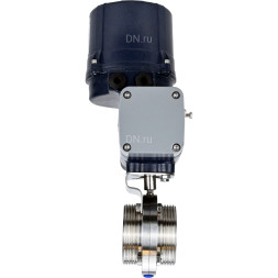 Затвор дисковый поворотный WBV3131S-2W-T-H Ду20 Ру10 резьбовой, корпус - пищевая нерж. сталь AISI 304, диск - нерж. сталь AISI 304, уплотнение - Silicon, с электроприводом четвертьоборотным QTSA-N-003EM-O0-220VAC с пружинным возвратом