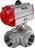 Кран шаровой BV3232P(4pc)-SP-3WL-T-ISO-H Ду32 Ру63 стандартнопроходной L-тип, трехходовой, нержавеющая сталь SS316, внутренняя резьба, уплотнение - PTFE, с пневмоприводом PA-SA-65 с возвратными пружинами в Перми