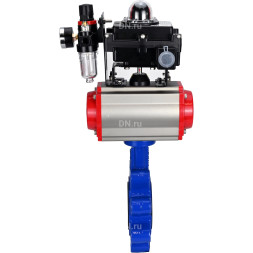 Затвор дисковый поворотный WBV1616E-2W-Fb-H Ду65 Ру16 LUG корпус - чугун QT450, диск - чугун QT450, уплотнение - EPDM, с пневмоприводом PA-DA-065, пневмораспределителем 4M310-08 DC24V, БКВ APL-410N EX и БПВ AFC2000