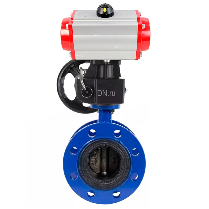 Затвор дисковый поворотный WBV1331E-2W-F-H Ду200 Ру16 фланцевый, корпус - чугун GGG40, диск - нержавеющая сталь 304, уплотнение - EPDM, с пневмоприводом PA-DA-140 и ручным дублером MON4-1200-T54-ISO в Перми
