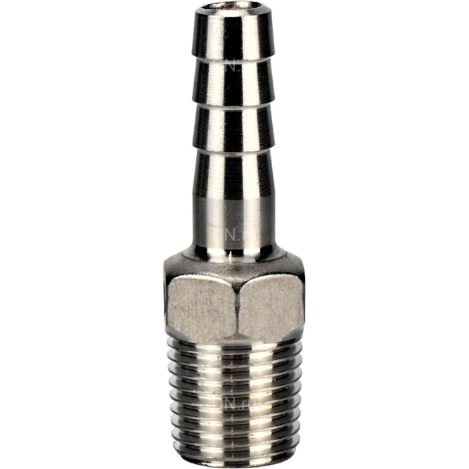 Штуцер елочка BF31-T-1/2-10 1/2″х10мм Ду15 Ру16 шланговый, корпус - нержавеющая сталь AISI 304 (CF8), присоединение - наружная резьба/штуцер в Перми