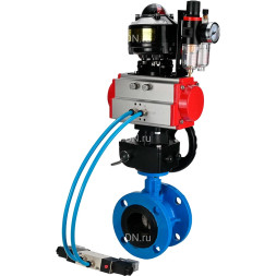 Затвор дисковый поворотный WBV1313E-2W-F-H Ду80 Ру16, корпус - чугун GGG40, диск - чугун GGG40, EPDM, с пневмоприводом PA-DA-105, пневмораспределителем 4M320-08 AC220V, ручным дублером MON1-250-T26-ISO, БКВ APL-510N EX и БПВ AFC2000