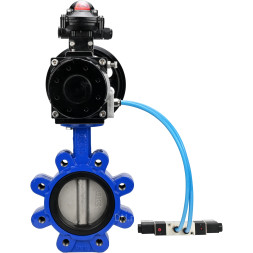 Затвор дисковый поворотный WBV1631E-2W-Fb-H Ду150 Ру16 LUG корпус - чугун QT450, диск - нержавеющая сталь 304, уплотнение - EPDM, с пневмоприводом PA-DA-105-1, пневмораспределителем 4V320-08 AC220V и БКВ APL-210N
