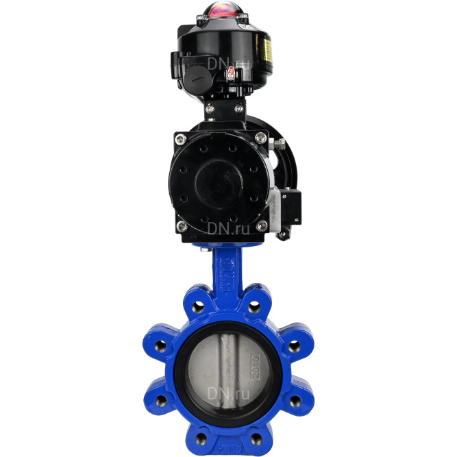 Затвор дисковый поворотный WBV1631E-2W-Fb-H Ду150 Ру16 LUG корпус - чугун QT450, диск - нержавеющая сталь 304, уплотнение - EPDM, с пневмоприводом PA-DA-105-1, пневмораспределителем 4M310-08 DC24V и БКВ APL-510N EX в Перми