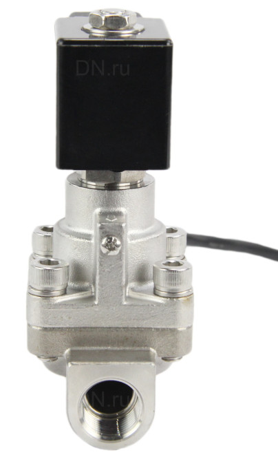 Клапан электромагнитный на высокое давление VS931-PT-NC-220VAC 1 1/4″ Ду32 Ру6-80 соленоидный двухходовой поршневой, корпус - нержавеющая сталь 304, уплотнение - PTFE, резьбовой, пилотного действия, нормально закрытый, катушка - 220В в Перми