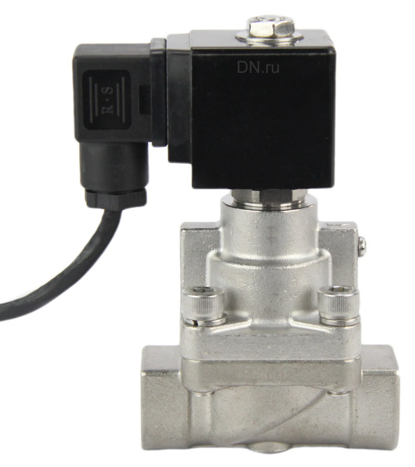 Клапан электромагнитный на высокое давление VS931-PT-NC-220VAC 1 1/4″ Ду32 Ру6-80 соленоидный двухходовой поршневой, корпус - нержавеющая сталь 304, уплотнение - PTFE, резьбовой, пилотного действия, нормально закрытый, катушка - 220В в Перми