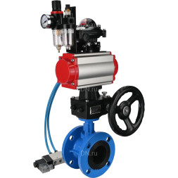 Затвор дисковый поворотный WBV1313E-2W-F-H Ду125 Ру16 фланцевый, корпус - чугун GGG40, диск - чугун GGG40, EPDM, с пневмоприводом PA-DA-130, пневмораспределителем 4V320-10 AC220V, БКВ APL-210N, ручным дублером MON1-250-T26-ISO и БПВ AFC2000