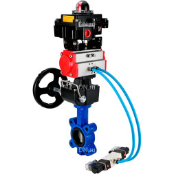 Затвор дисковый поворотный WBV1631N-2W-Fb-H Ду80 Ру16 LUG, корпус - чугун, диск - нержавеющая сталь 304, уплотнение - NBR, с пневмоприводом PA-DA-083, пневмораспределителем 4M320-08 AC220V, ручным дублером MON2-450-T28-ISO и БКВ APL-410N EX
