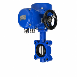 Затвор дисковый поворотный WBV1631E-2W-Fb-H Ду150 Ру16 LUG межфланцевый, корпус - чугун QT450, диск - нержавеющая сталь AISI 304, уплотнение - EPDM, с электроприводом QT-N-020M-O2-380VAC-У1 с моментной муфтой и штурвалом