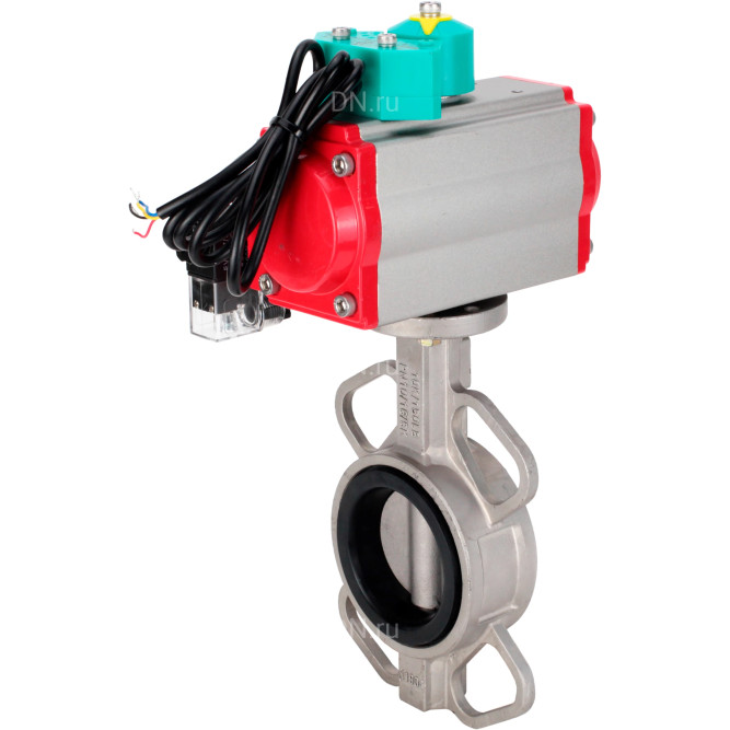 Затвор дисковый поворотный WBV3131E-2W-Fb-H Ду65 Ру16 корпус - нержавеющая сталь 304, диск - нержавеющая сталь 304, уплотнение - EPDM, с пневмоприводом PA-DA-065, пневмораспределителем 4M310-08 AC220V и магнитным переключателем ALS200D в Перми