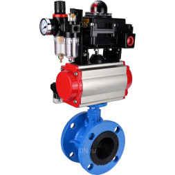 Затвор дисковый поворотный WBV1313E-2W-F-H Ду80 Ру16 фланцевый, корпус - чугун GGG40, диск - чугун GGG40, EPDM, с пневмоприводом PA-DA-105, пневмораспределителем 4M310-08 DC24V, БКВ APL-410N EX и БПВ AFC2000