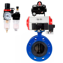 Затвор дисковый поворотный WBV1331E-2W-F-H Ду50 Ру16 фланцевый, корпус - чугун GGG40, диск - нержавеющая сталь 304, EPDM, с пневмоприводом PA-DA-105, пневмораспределителем 4M310-08 AC220V, БКВ APL-410N EX и БПВ AFC2000