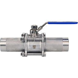Кран шаровой BV3131P(3pc)-FP-W-H LONG Ду10 Ру63 HYMT нержавеющая сталь CF8/AISI 304, полнопроходной, трехсоставной, уплотнение - PTFE, под приварку, с рукояткой