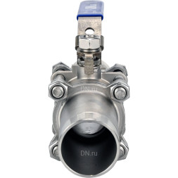 Кран шаровой BV3131P(3pc)-FP-W-H LONG Ду10 Ру63 HYMT нержавеющая сталь CF8/AISI 304, полнопроходной, трехсоставной, уплотнение - PTFE, под приварку, с рукояткой