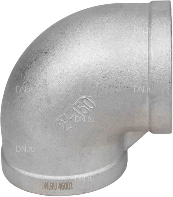 Отвод (уголок) ВР-ВР-316 21/2″ Ду65 Ру16 угол 90°, корпус - нержавеющая сталь 316, присоединение - внутренняя / внутренняя резьба в Перми