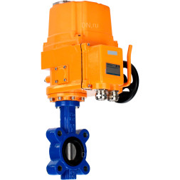 Затвор дисковый поворотный WBV1631E-2W-Fb-H Ду100 Ру16 LUG межфланцевый, корпус - чугун QT450, диск - нержавеющая сталь 304, уплотнение - EPDM, с электроприводом QT-EX-010EM-O2-220VAC-У1 220В