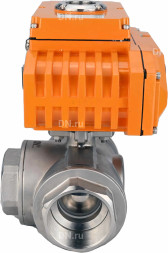 Кран шаровой BV3232P(4pc)-SP-3WL-T-ISO-H Ду50 Ру63 стандартнопроходной L-тип, трехходовой, нержавеющая сталь SS316, внутренняя резьба, уплотнение - PTFE, с эл. приводом E34-N-005EM-O1-220VAC-У1
