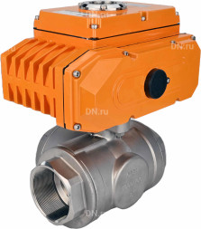 Кран шаровой BV3232P(4pc)-SP-3WL-T-ISO-H Ду50 Ру63 стандартнопроходной L-тип, трехходовой, нержавеющая сталь SS316, внутренняя резьба, уплотнение - PTFE, с эл. приводом E34-N-005EM-O1-220VAC-У1