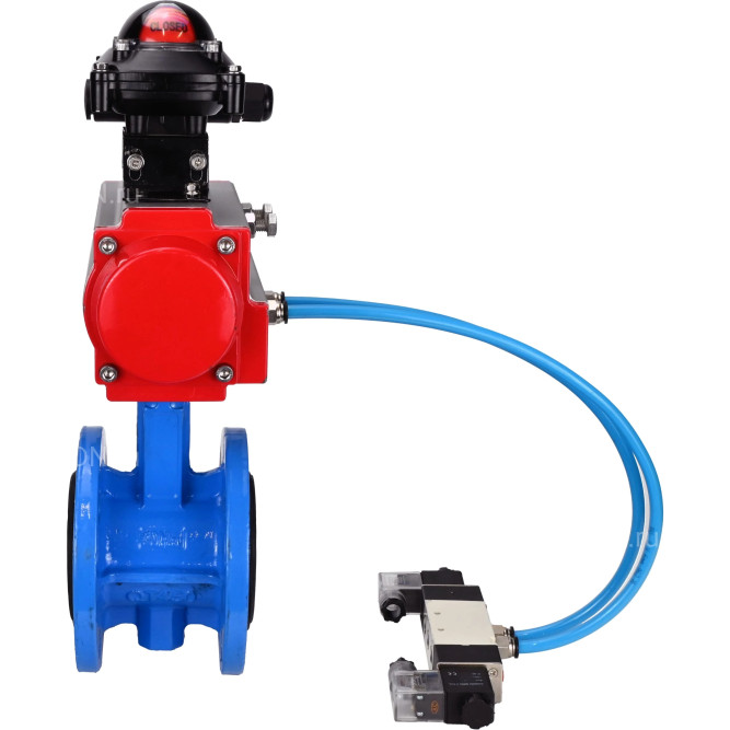 Затвор дисковый поворотный WBV1313E-2W-F-H Ду50 Ру16 фланцевый, корпус - чугун GGG40, диск - чугун GGG40, уплотнение - EPDM, с пневмоприводом PA-DA-105, пневмораспределителем 4V320-08 AC220V и БКВ APL-210N в Перми