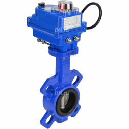 Затвор дисковый поворотный WBV1432N-2W-Fb-H Ду50 Ру16, корпус - чугун GGG50, диск - нержавеющая сталь 316L, уплотнение - NBR, с электроприводом blue QT-N-003EM-1-220VAC-У1