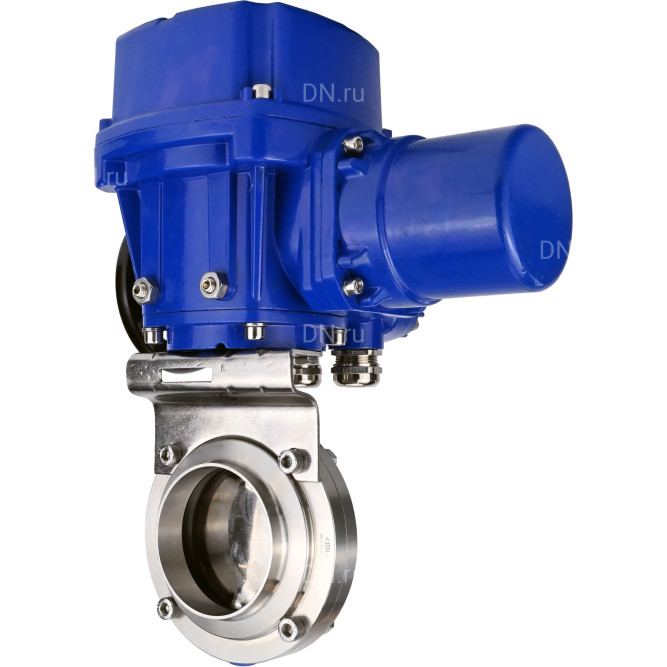 Затвор дисковый поворотный WBV3131S-2W-W-H Ду65 Ру10 под приварку, корпус - пищевая нержавеющая сталь 304, уплотнение - Silicon, с электроприводом QT-N-005M-O2-220VAC-У1 с моментной муфтой и штурвалом в Перми