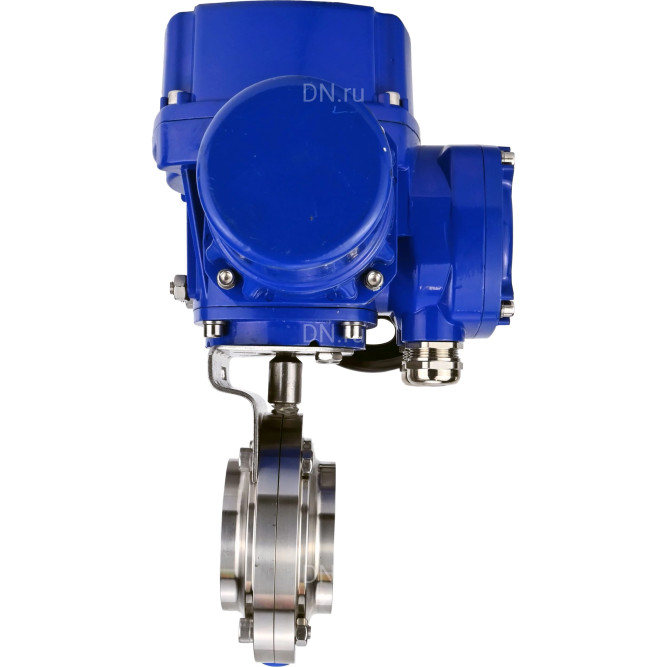 Затвор дисковый поворотный WBV3131S-2W-W-H Ду65 Ру10 под приварку, корпус - пищевая нержавеющая сталь 304, уплотнение - Silicon, с электроприводом QT-N-005M-O2-220VAC-У1 с моментной муфтой и штурвалом в Перми