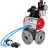 Кран шаровой BV3232P(4pc)-FP-3WL-F Ду20 Ру16 полнопроходной трехходовой, фланцевый, корпус - нержавеющая сталь SS316, с пневмоприводом PA-SA-065 с возвратными пружинами, пневмораспределителем 4V320-08 AC220V, БКВ APL-210N и БПВ AFC2000 в Перми