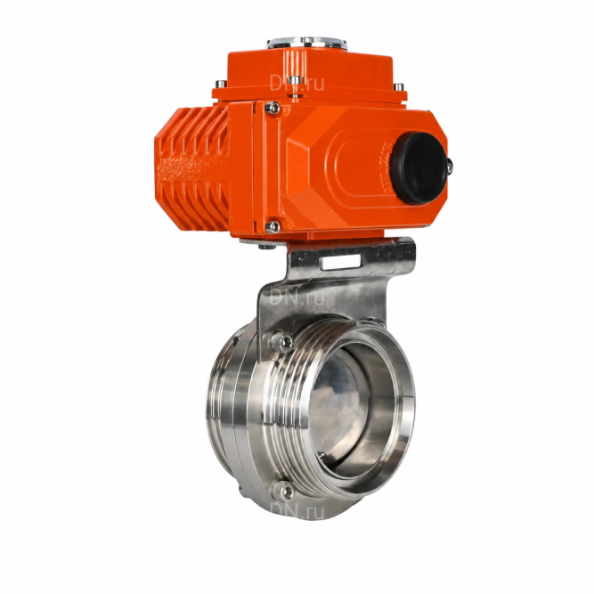 Затвор дисковый поворотный WBV3131E-2W-T-H Ду25 Ру10 резьбовой, корпус - пищевая нержавеющая сталь 304, уплотнение - EPDM, с электроприводом QT-N-003EM-O1-220VAC-У1 HARK в Перми