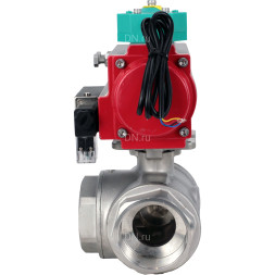 Кран шаровой BV3232P(4pc)-SP-3WL-T-ISO-H Ду20 Ру63 стандартнопроходной L-тип, внутренняя резьба, корпус - нержавеющая сталь 316, уплотнение - PTFE, пневмопривод PA-DA-052, пневмораспределитель 4M310-08 AC220V и магнитным переключателем ALS200D
