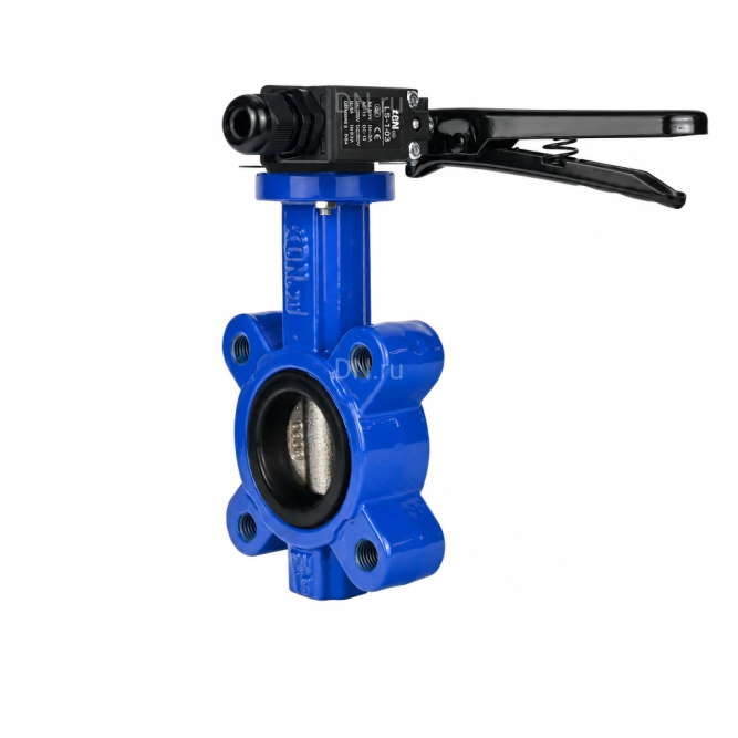 Затвор дисковый поворотный WBV1616N-2W-Fb-H Ду50 Ру16 LUG межфланцевый, корпус - чугун QT450, диск - чугун QT450, уплотнение - NBR, с рукояткой и двумя концевыми датчиками LS-103 250В в Перми
