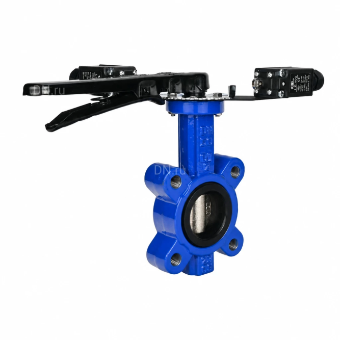 Затвор дисковый поворотный WBV1616N-2W-Fb-H Ду50 Ру16 LUG межфланцевый, корпус - чугун QT450, диск - чугун QT450, уплотнение - NBR, с рукояткой и двумя концевыми датчиками LS-103 250В в Перми