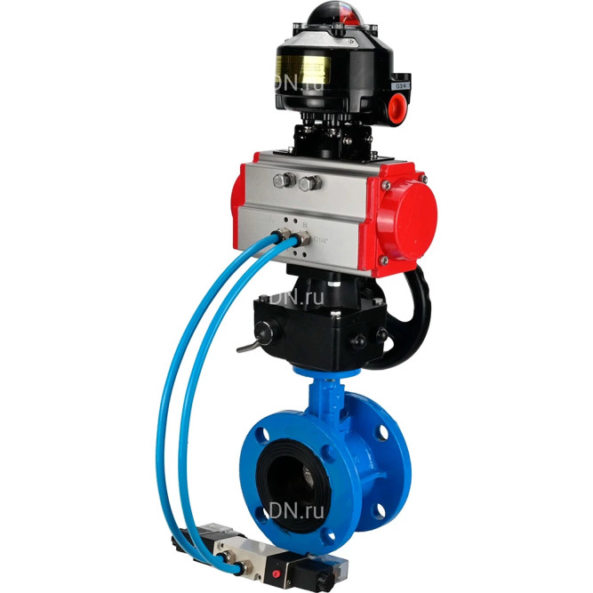 Затвор дисковый поворотный WBV1313E-2W-F-H Ду200 Ру16, корпус - чугун GGG40, диск - чугун GGG40, уплотнение - EPDM, с пневмоприводом PA-DA-140, пневмораспределителем 4M320-10 AC220V, ручным дублером MON2-450-T28-ISO и БКВ APL-510N EX в Перми