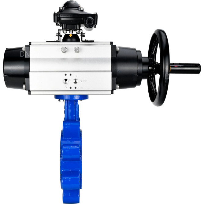 Затвор дисковый поворотный WBV1616N-2W-Fb-H Ду125 Ру16 LUG корпус - чугун QT450, диск - чугун QT450, уплотнение - NBR, с пневмоприводом PA-DA-105-1 и БКВ APL-210N в Перми